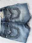 Miss Me Curvy Women s Blue Denim Cut-off Shorts 25 Mid Rise 5-pocket 3 