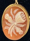 18k  thistle  Cameo Pin pendant Stamped 750  W italian Registry Stamp 1 x 5 8 