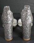 Silver Chunky Glitter High Heel Strappy Open Toe Women s Shoes Size 8  g3e 