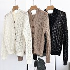 Brunello New Cucinelli Long Sleeved Hollow Sequin Loose Knit Sweater Top
