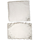 Hand Lace Placemat   Napkin Set Natural Linen Cutwork Embroidery Scalloped 15 Pc