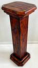 Chinese Burned Bamboo Decorated Wooden Tall Pedestal Stand Table