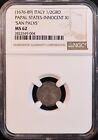 1676-89 Italy Papal States  innocent Xi  1 2 Grosso - Ngc Ms62  Rare Top Pop 