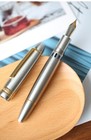 Majohn P136 Titanium Alloy Piston Fountain Pen Steel Or Bock 18k Gold Nib W box