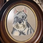 Needlepoint Picture schnauzer dog framed double Matted 11 L X 13   h excellent 