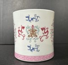 Antique  Vtg Chinese Families Rose Porcelain Brush Pot