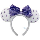 Disney  Parks Sequin Bow Mickey And Minnie Mouse Ears Purple Heart Headband