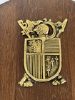 Vintage Fireplace Bellows Wood Leather Brass Crest Medieval Decor