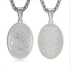 St  Saint Michael Pendant Necklace Stainless Steel Archangel Medal Prayer Mike