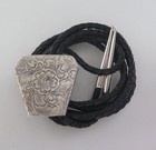 Angular Sterling Silver Intricate Etched Southwestern Bolo Tie