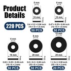 220 Pcs Flat Rubber Washers Assortment Kit black Rubber Flat Washer Rubber Washe