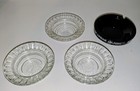 Lot Of 4  vintage Glass Casino Ashtrays 3 Clear Harrahs 1 Black Hilton Las Vegas