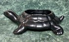 Vintage Pottery Black Turtle Planter