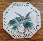Charming French 19thc Folding Octagonal Paper Keepsake Ephemera Watercolour