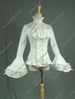White Victorian Punk Gothic Women Vintage Cotton Blouse Shirt Top Jabot B018
