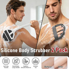 Silicone Back Scrubber For Shower  Detachable Long Handle  2 Brush Heads