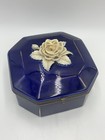 Antique Sevres Cobalt Blue Enamel Dresser Casket Box Parian Rose French Large