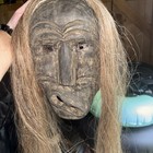 Rare Iroquois False Face Mask  Hair  Metal Eyes 12   25  Hair 1900s