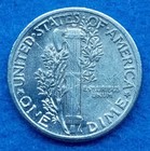 90  Silver 1937 Au Mercury Dime 10c Business Strike Circulated Uncertified