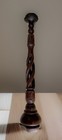 Vintage Hand Carved Barley Twist Wood Pillar Candle Holder  31-1 2 h