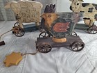 Vintage Pull Wood Toy Cow Sheep Chicken Hand Carvered
