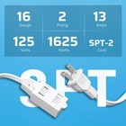 3 Foot Extension Cord  16 Awg Spt-2 Power Cable For Indoor Use  2 Prong Outlets