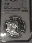 1955 Canada One Dollar 80  Silver-  Coin Ngc Pl-64