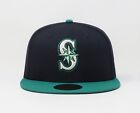 New Era 5950 Men Women Cap Seattle Mariners On Field Navy Blue Green Fitted Hat