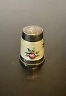 Vintage Sterling Silver White Guilloche Enamel Flower Thimble Germany Size 6