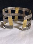 Vintage Sterling Silver  Brass   Copper Modernist Cuff Bracelet 28 3g