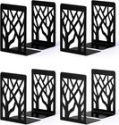 Sturdy Black Metal Bookends With Anti-slip Pads - Set Of 4 For Stylish Storage