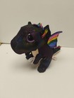 Ty Beanie Boos Anora Sparkling Black Dragon 9    Plush Glitter Eyes Rainbow Wings