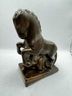 Vintage Ceramic Horse Figurine     Brown Glaze     Mid-century Style