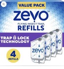 Zevo Flying Insect Trap Refills 4 Cartridges Trap Lock Technology