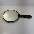 Antique Floral Porcelain Hand Held Mirror Vanity Victorian Romantic Vtg