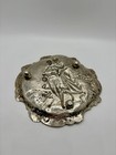 Antique German 800 Sterling Silver Figural Country Scene Footed Tray 5  X 5 