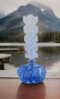 Vintage Blue Cut Crystal Czech Perfume Bottle W tall Art Deco Stopper 1920 s-30s