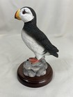 Faux Wood Carved Resin Puffin Penguin Bird Animal Figurine Statue 6    Tall