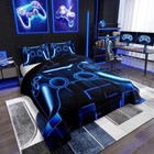  Kids Gamer Comforter Sets Size Blue Game Bedding Set For Boys Twin Multi 56