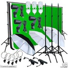 Photo Studio Lighting Photography 3 Backdrop Stand Muslin Light Kit Umbrella Set