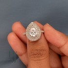 3 Ct Pear Cut Moissanite Double Halo Engagement Ring Solid 14k White Gold Vvs1