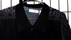 Bill Blass Black Sequined Lace Shirt Dress  Button Front Collared Lined Size 12