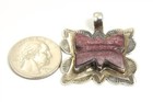 Navajo Signed Sterling Silver Stamped Purple Spiny Oyster Shell Pendant