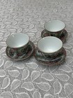 Vintage Hand Painted Chinese Famille Rose Medallion Porcelain Tea Cup   Saucer 