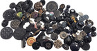 100 Black Glass Vintage And Antique Buttons   Nice Craft Lot 