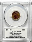 2016-w Gold Mercury Dime 10c Pcgs Sp69 First Strike 100th Anniversary