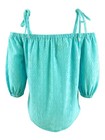 Michael Michael Kors Women s Eyelet Off-the-shoulder Top  xs  Turquoise 