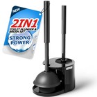 2-in-1 Toilet Plunger   Brush Set - Extended Handle Bathroom Cleaning Tools