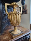 Antique Large Neoclassical Italian Silver Leaf Gilt Wood Urn Candele Holder 40cm