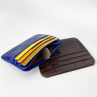 Blue Slim Men s Front Pocket Wallet Card Holder Case Crocodile Leather Handmade